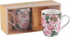 Ajándék bögre szett dobozban Divine B06 2 db 350 ml virágok