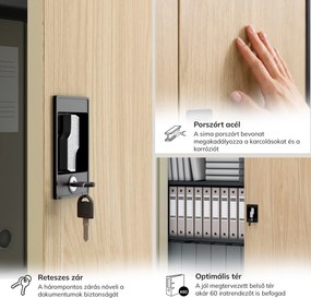 Fém irodai iratszekrény antracit / sonoma tölgy: Eco Design JAN II, 1150 x 1850 x 400 mm