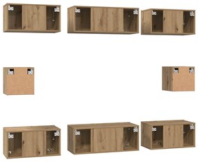 TV Szekrény Szett Falra szerelhető 8 pcs kézműves tölgy Faanyag