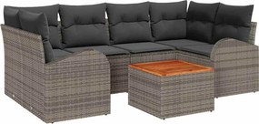 vidaXL Kerti Kanapé Szett párnával 7 pcs Szürke polirattan