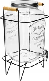 Üveg tároló 8L befőttesüveg csappal fém tinktúra limonádé állványon