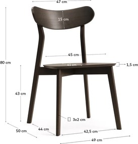 Barna étkezőszék szett tölgyfa dekorral, 2 db-os Safina – Kave Home