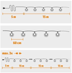 Brilagi -LED Kültéri dekoratív lánc GIRLAND 25xE12 20m zöld IP44 meleg fehér