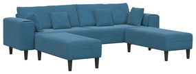 Bársony Kanapé párnával 3 pcs Kék 208 cm Bársony
