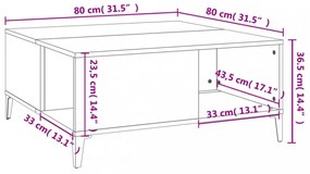 fekete szerelt fa dohányzóasztal 80x80x36,5 cm