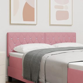 LED fejvédő kristály gombos tűzéssel Rózsaszín 80 cm bársonyos