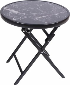 Kerti bisztróasztal összecsukható Ø 45 cm márvány fekete
