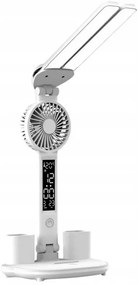 Asztali lámpa ventilátorral, LCD kijelzővel és ceruzatartóval