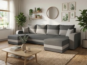 U alakú kihúzható ülőgarnitúra VALERIO 305x140 cm, sötétszürke/világosszürke