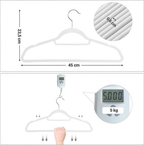 Bársony vállfa, csúszásmentes ruhaakasztó 50 db, fehér