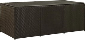 Barna Polyrattan Kerti Tárolóláda 180 X 90 X 70 Cm