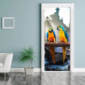 Fotótapéta ajtóra - Három papagáj (95x205cm)