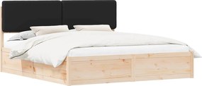 vidaXL Ágykeret Kárpitozott Fejtámlával Fekete 200 x 200 cm