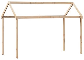 tömör fenyőfa magasított ágy tetővel 90 x 200 cm