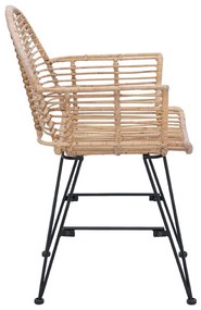 Étkezőszék 2 pcs Természetes 57 x 54.5 x 85 cm Rattan és Vas