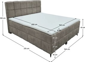 Boxspring ágy, 160x200, barnásszürke taupe, ALMA