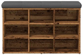 antik fa szerelt fa cipőtároló pad 82x32x50 cm