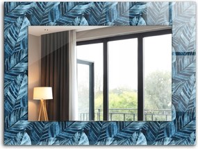 Fürdőszoba tükör hálószoba nappali nyomott mintával 80x60 Kék levelek minta