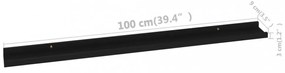 4 db fekete fali polc 100 x 9 x 3 cm