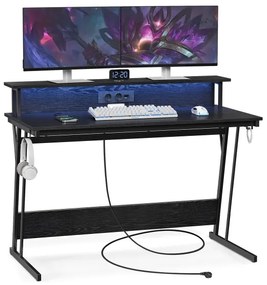 SOLEA-X fekete íróasztal háttérvilágítással