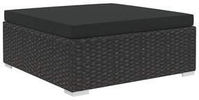 8 részes fekete polyrattan kerti ülőgarnitúra párnákkal