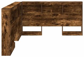 Tároló fejtámla polcokkal Füstölt tölgy 150 cm Faanyag