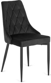 Scaun de sufragerie elegant, catifea neagră. EMPOLI