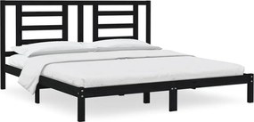 vidaXL fekete tömör fenyőfa ágykeret 200 x 200 cm
