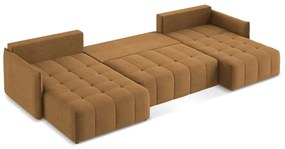 Terrakotta színű kinyitható-tárolóhelyes (U alakú) sarokkanapé Moku – Makamii