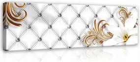 Vászonkép falikép virág fehér arany 145 x 45