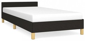 fekete szövet ágykeret fejtámlával matrac nélkül 90x200 cm