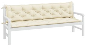 2 db krémfehér oxford szövet kerti padpárna 200 x 50 x 7 cm