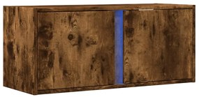 füstös tölgy színű fali TV-szekrény LED-ekkel 80x31x35 cm