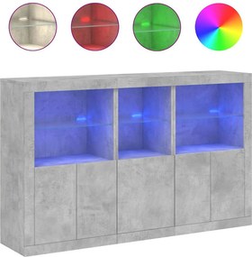 vidaXL betonszürke tálalószekrény LED-világítással 162 x 37 x 100 cm