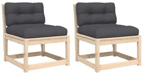 vidaXL 2 db tömör fenyőfa kerti kanapé párnával