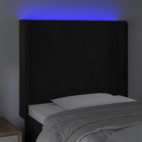 fekete bársony LED-es fejtámla 83x16x118/128 cm