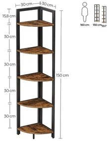 NAVARO könyvszekrény barna/fekete