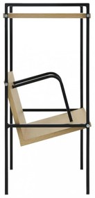 2-szintes fekete és tölgy szerelt fa könyvespolc 52x28x59 cm