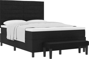 vidaXL Boxrugós ágy matracmal fejtámlával Fekete 160 x 200 cm szövet