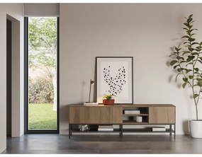 Natúr színű TV-állvány tölgyfa dekorral 180x55x35 cm Amira – Marckeric