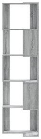 5 szintes szürke szerelt fa sarok könyvespolc 50 x 50 x 179 cm
