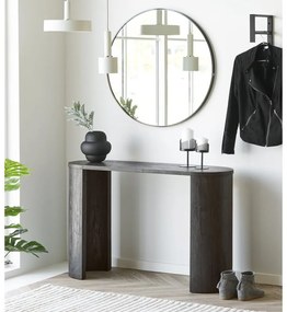 Sötétbarna konzolasztal tölgyfa dekorral 38x114 cm Bibione – House Nordic