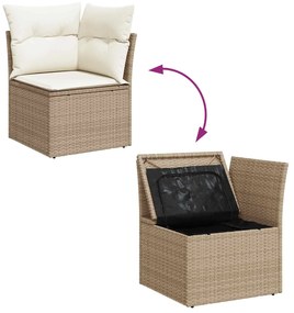 vidaXL Kerti Kanapé Szett tárolóval 9 pcs Beige és krém polirattan