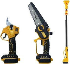 Nagy HAYAMI HA-1008-1 3 az 1-ben AKU készlet - fűrész + metszőolló + hosszabbító rúd 2,4 m