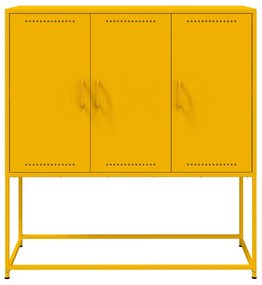 mustársárga acél magasszekrény 100,5 x 39 x 107 cm
