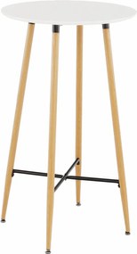 Bárasztal, fehér/tölgy, átmérő 60 cm, IMAM