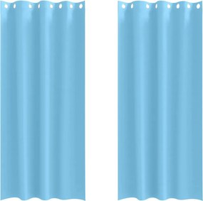 vidaXL Fekete Függöny Gyűrűkkel 2 pcs Világoskék 225 x 140 cm