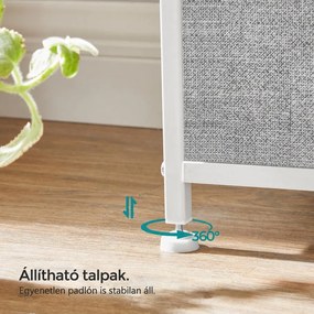 Komód, tárolóegység 8 könnyen kihúzható textilfiókkal, világosszürke és fehér színben