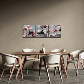 Virágos kép - piros (órával) (90x30 cm)