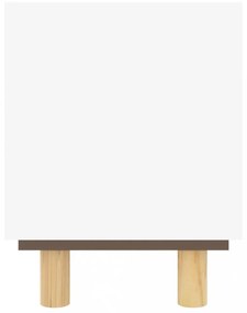 fehér fenyőfa és természetes rattan TV-szekrény 105x30x40 cm